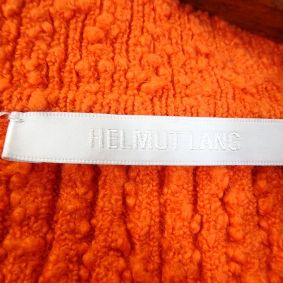 Helmut Lang Orange Sweater V-Neck Collared Bodycon Nubby Size S Textured Sexy - Picture 6 of 8